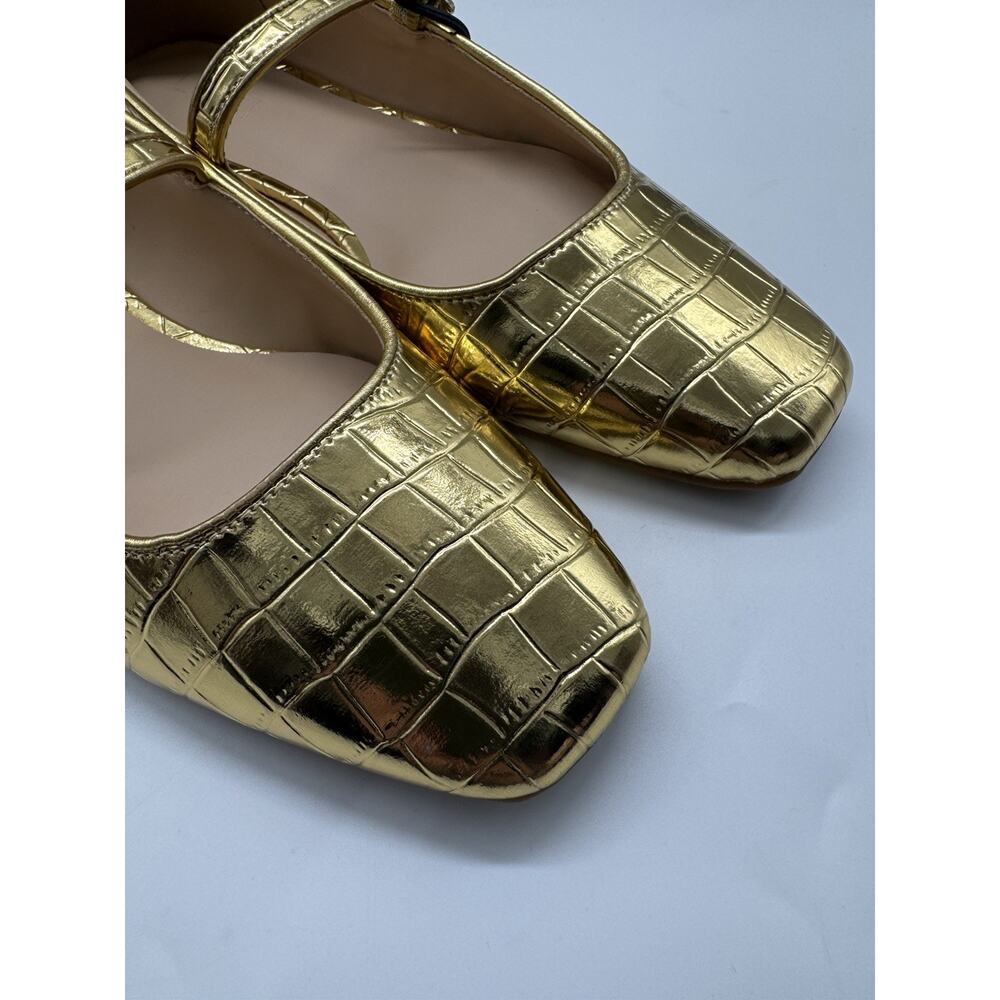 NWD LOFT Gold Square Toe Mary Jane Shoes Women’s Size 7.5 - Picture 4 of 11